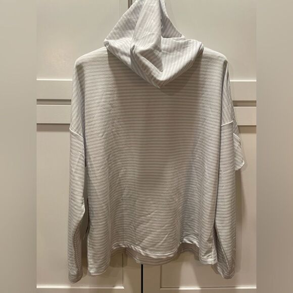 Rae Dunn “PLANT LADY” Sweatshirt Hoodie Sage Green Stripe Size Medium - Picture 3 of 7